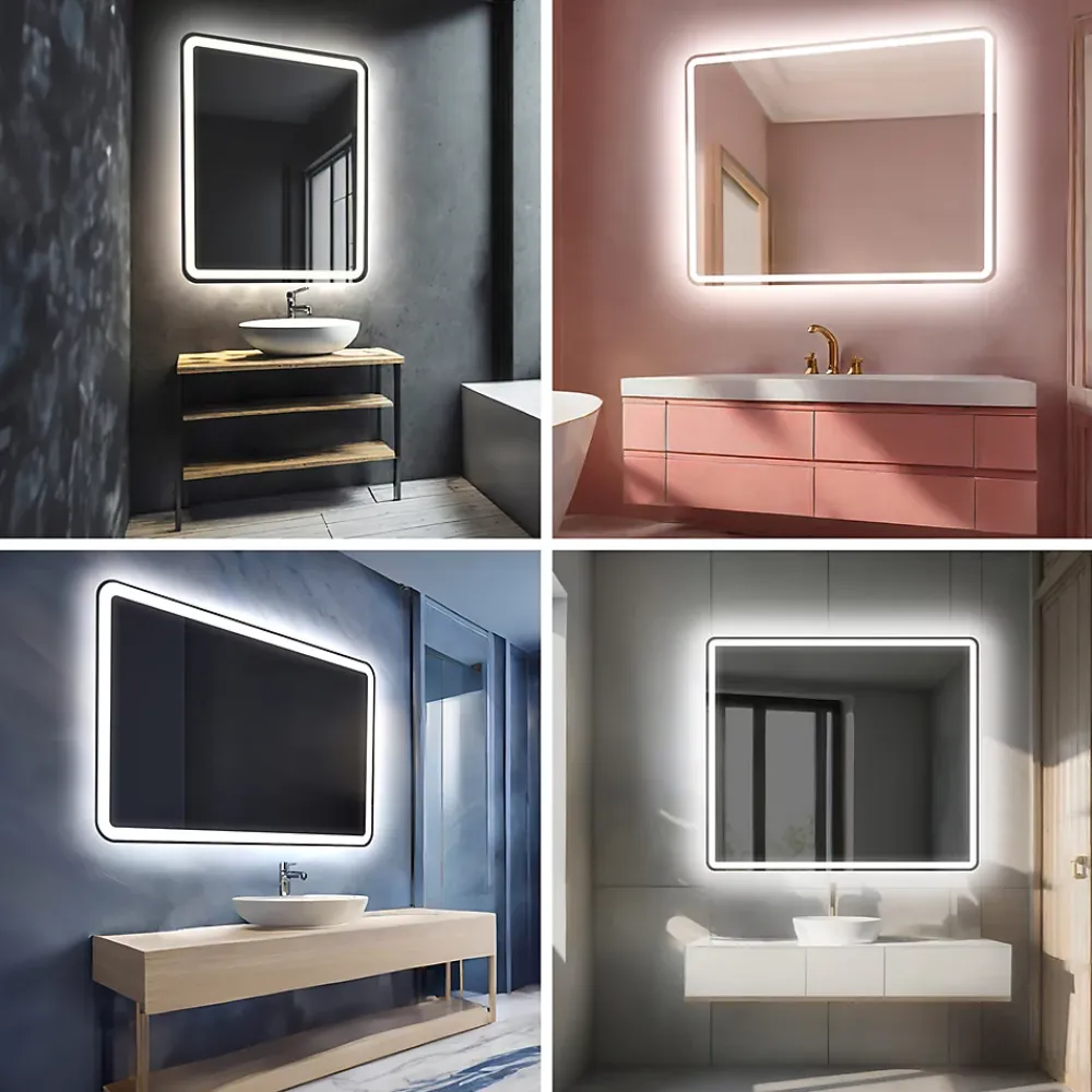 Miroir Lumineux|Artforma Miroir avec LED Illumination Salle de Bain - Naomi, 100x80 cm, Miroir Mural Avec Éclairage, Blanc Froid 7000K