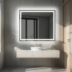 Artforma Miroir avec LED Illumination Salle de Bain - Bella, 70x70 cm, Miroir Mural Avec Éclairage, Blanc Froid 7000K