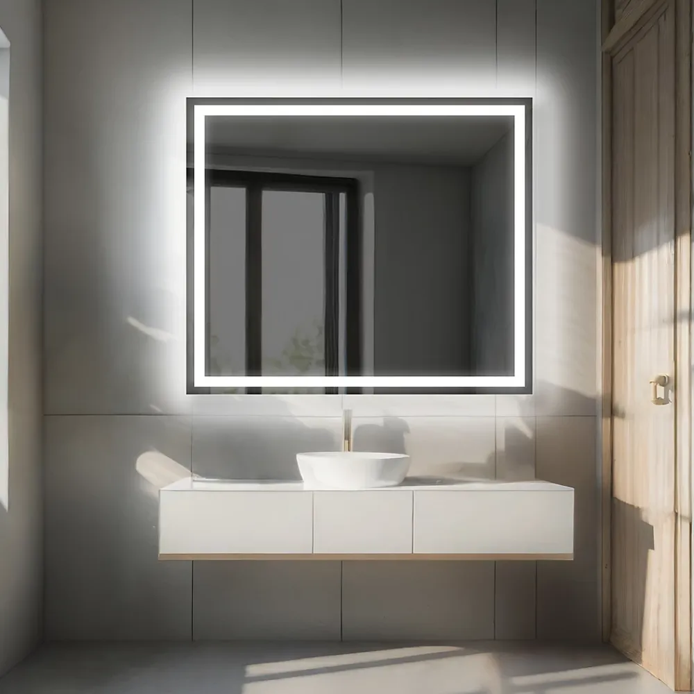 Artforma Miroir avec LED Illumination Salle de Bain - Bella, 70x70 cm, Miroir Mural Avec Éclairage, Blanc Froid 7000K