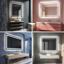 Artforma Miroir avec LED Illumination Salle de Bain - Bella, 70x70 cm, Miroir Mural Avec Éclairage, Blanc Froid 7000K