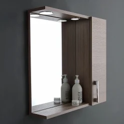 Kiamami Valentina Miroir Avec Rangement Latéral Droit En Chêne Fumé Effet Bois