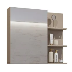 Miroir Simple|Meublorama Miroir avec rangements de salle de bain GOBI coloris marron