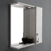 Kiamami Valentina Miroir Avec Unité Murale Droite En Chêne Gris Effet Bois Et Spot Led 58Cm