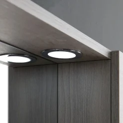 Kiamami Valentina Miroir Avec Unité Murale Droite En Chêne Gris Effet Bois Et Spot Led 58Cm