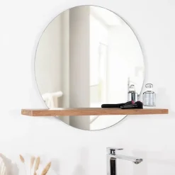 Wanda Collection Miroir Bologne de salle de bain rond en teck massif