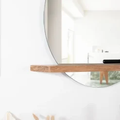 Wanda Collection Miroir Bologne de salle de bain rond en teck massif