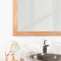 Wanda Collection Miroir carré en teck massif 70 cm