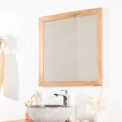 Wanda Collection Miroir carré en teck massif 70 cm