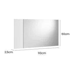 Dmora Miroir Coriando, Miroir d'entrée décoratif, Article d'ameublement mural avec profil latéral, 110x3h60 cm, Blanc