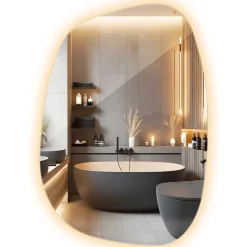 Wallfluent Miroir décoratif LED 49 x 34 cm design lumière chaude