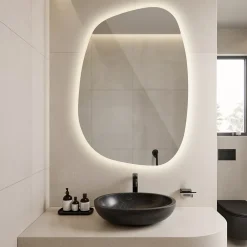 Wallfluent Miroir décoratif LED 49 x 34 cm design lumière chaude