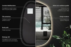 Wallfluent Miroir décoratif LED 49 x 34 cm design lumière chaude