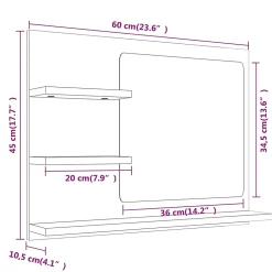 Helloshop26 Miroir de bain 60 x 10,5 bois gris