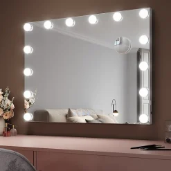 Miroir Grossissant Lumineux|Sirhona Miroir de Maquillage Éclairage LED 80x60x10 cm + Bluetooth + Loupe 10X + Port USB + Température à Tricolore