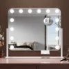 Miroir Grossissant Lumineux|Sirhona Miroir de Maquillage Éclairage LED 50x47x9cm cm + Support de Téléphone + Loupe 10x + Port USB + Température Tricolore
