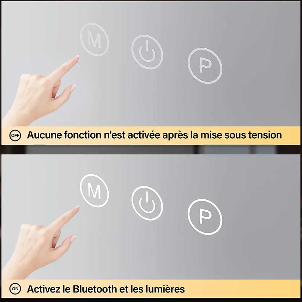 Miroir Grossissant Lumineux|Sirhona Miroir de Maquillage Éclairage LED 50x47x9cm cm + Support de Téléphone + Loupe 10x + Port USB + Température Tricolore