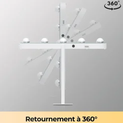 Miroir Grossissant Lumineux|Sirhona Miroir de Maquillage Éclairage LED 50x47x9cm cm + Support de Téléphone + Loupe 10x + Port USB + Température Tricolore