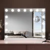 Sirhona Miroir de Maquillage Éclairage LED 58x46x10 cm + Bluetooth + Loupe 10X + Port USB + Température à Tricolore