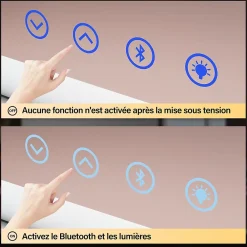 Sirhona Miroir de Maquillage Éclairage LED 58x46x10 cm + Bluetooth + Loupe 10X + Port USB + Température à Tricolore