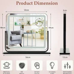 Miroir Grossissant Lumineux|Giantex Miroir de Maquillage LED avec Couleur et Luminosité Réglables Miroir de Détail 5X écran Tactile Inclus