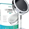 Mirlux Miroir De Maquillage Lumineux LED Rechargeable Chrome, grossissement 1-10x