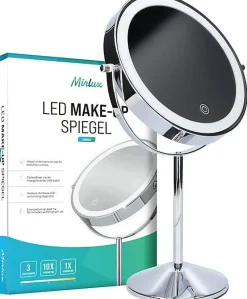 Mirlux Miroir De Maquillage Lumineux LED Rechargeable Chrome, grossissement 1-10x
