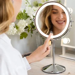 Mirlux Miroir De Maquillage Lumineux LED Rechargeable Chrome, grossissement 1-10x