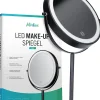 Miroir Grossissant Lumineux|Mirlux Miroir De Maquillage Lumineux LED Rechargeable Noir, Grossissement 1-10x