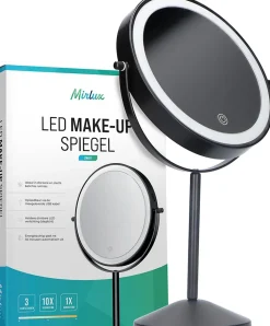 Miroir Grossissant Lumineux|Mirlux Miroir De Maquillage Lumineux LED Rechargeable Noir, Grossissement 1-10x
