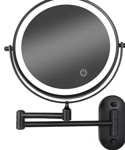 Mirlux Miroir De Maquillage Lumineux LED Rechargeable Noir, Grossissement 1-5x