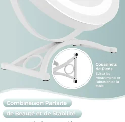 Giantex Miroir de Maquillage Pivotant 3 Couleurs et Luminosité Réglables Contrôle Tactile