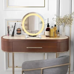 Giantex Miroir de Maquillage Pivotant 3 Couleurs et Luminosité Réglables Contrôle Tactile