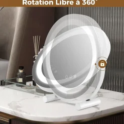 Giantex Miroir de Maquillage Pivotant 3 Couleurs et Luminosité Réglables Contrôle Tactile