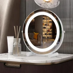 Giantex Miroir de Maquillage Pivotant 3 Couleurs et Luminosité Réglables Contrôle Tactile