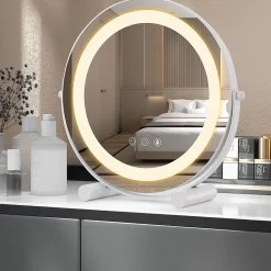 Giantex Miroir de Maquillage Pivotant 3 Couleurs et Luminosité Réglables Contrôle Tactile