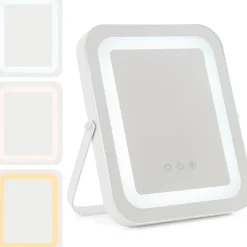 Giantex Miroir de Maquillage Rectangulaire 3 Couleurs et Luminosités réglables avec Support en Métal Contrôle Tactile