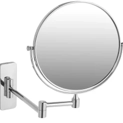 Tectake Miroir de maquillage Rond double face Grossissant argent