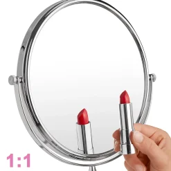 Tectake Miroir de maquillage Rond double face Grossissant argent
