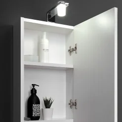 Kiamami Valentina Miroir De Rangement À Une Porte Avec Lampe Led Et Compartiment Ouvert