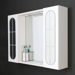 Armoire De Toilette|Kiamami Valentina Miroir De Rangement Inglesina Avec Étagère De Rangement Et Armoires Latérales