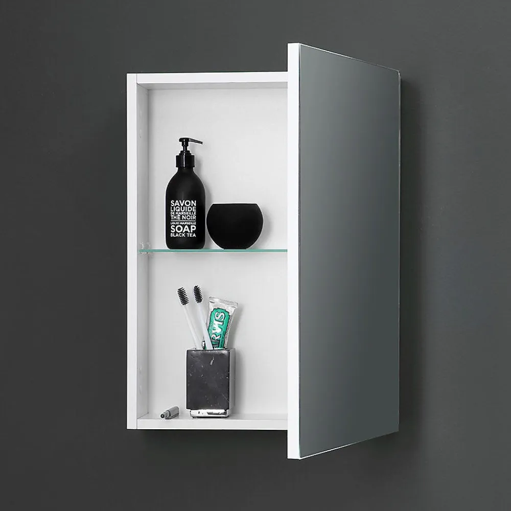 Kiamami Valentina Miroir De Rangement Mural À Une Porte Avec Tablette Interne En Verre