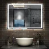 AICA Sanitaire Miroir de salle de bain à LED, dimmable et mémoire, 140x80cm miroir lumineux anti-buée,
