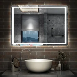 Miroir Lumineux|AICA Sanitaire Miroir de salle de bain à LED, dimmable et mémoire, 120x70cm miroir lumineux anti-buée,