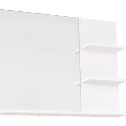 Armoire De Toilette|Homcom Miroir de salle de bain avec étagères - 2 étagères latérales + grande étagère inférieure - kit installation fourni - MDF blanc