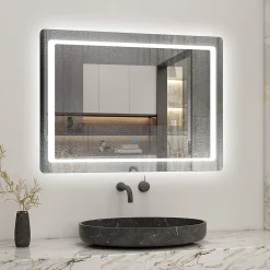 AICA Sanitaire Miroir de salle de bain avec éclairage intégré, L.120 x H.70 cm Miroir lumineux anti buée,