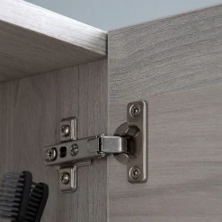 Kiamami Valentina Miroir De Salle De Bain Avec 2 Étagères Latérales En Chêne Gris.