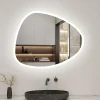 AICA Sanitaire Miroir de salle de bain asymétrique 100x80cm led Teardrop Mirror 3 Colours Dimmable + Anti-buée + Mémoire,