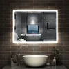 Miroir Lumineux|AICA Sanitaire Miroir de salle de bain Bluetooth LED 70x50cm avec tricolore + luminosité réglable + mémoire + anti-buée, IP44,