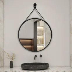 Miroir Simple|AICA Sanitaire Miroir de salle de bain ceinture noire 50 cm,