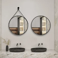 Miroir Simple|AICA Sanitaire Miroir de salle de bain ceinture noire 60 cm,